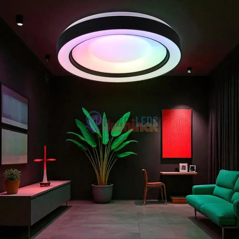 Lustra LED ARCO Black RGB-CCT Echivalent 200W Telecomanda powerleds.ro