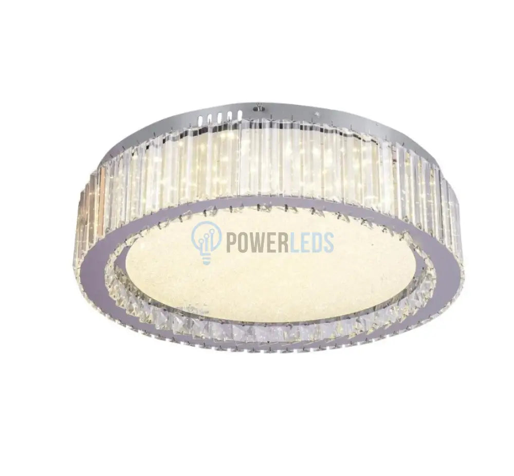 Lustra LED Argintie Aurora Crystal Round Telecomanda powerleds.ro