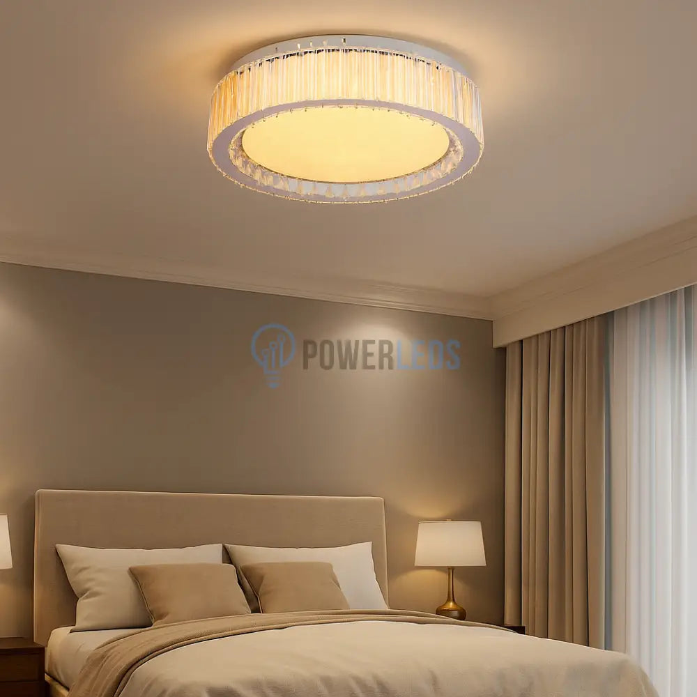 Lustra LED Argintie Aurora Crystal Round Telecomanda powerleds.ro