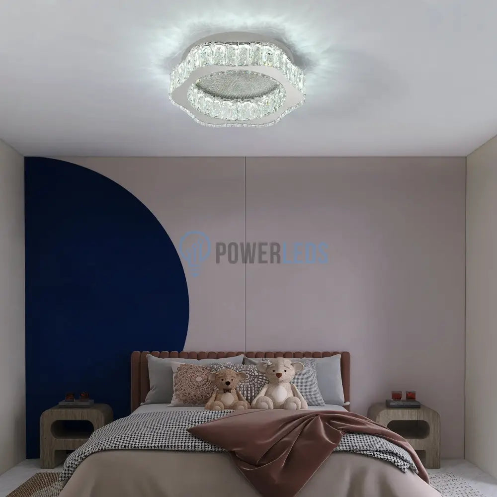 Lustra LED Argintie Splash Crystal Telecomanda powerleds.ro
