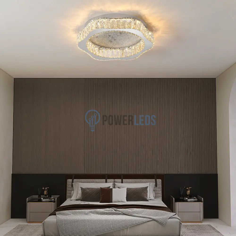 Lustra LED Argintie Splash Crystal Telecomanda powerleds.ro