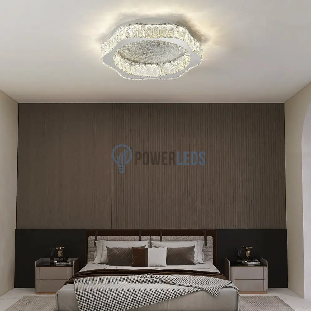 Lustra LED Argintie Splash Crystal Telecomanda powerleds.ro