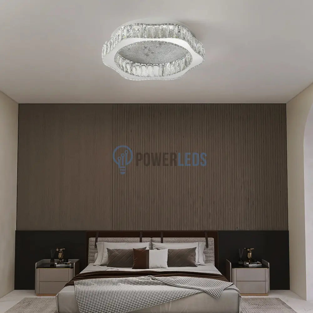 Lustra LED Argintie Splash Crystal Telecomanda powerleds.ro