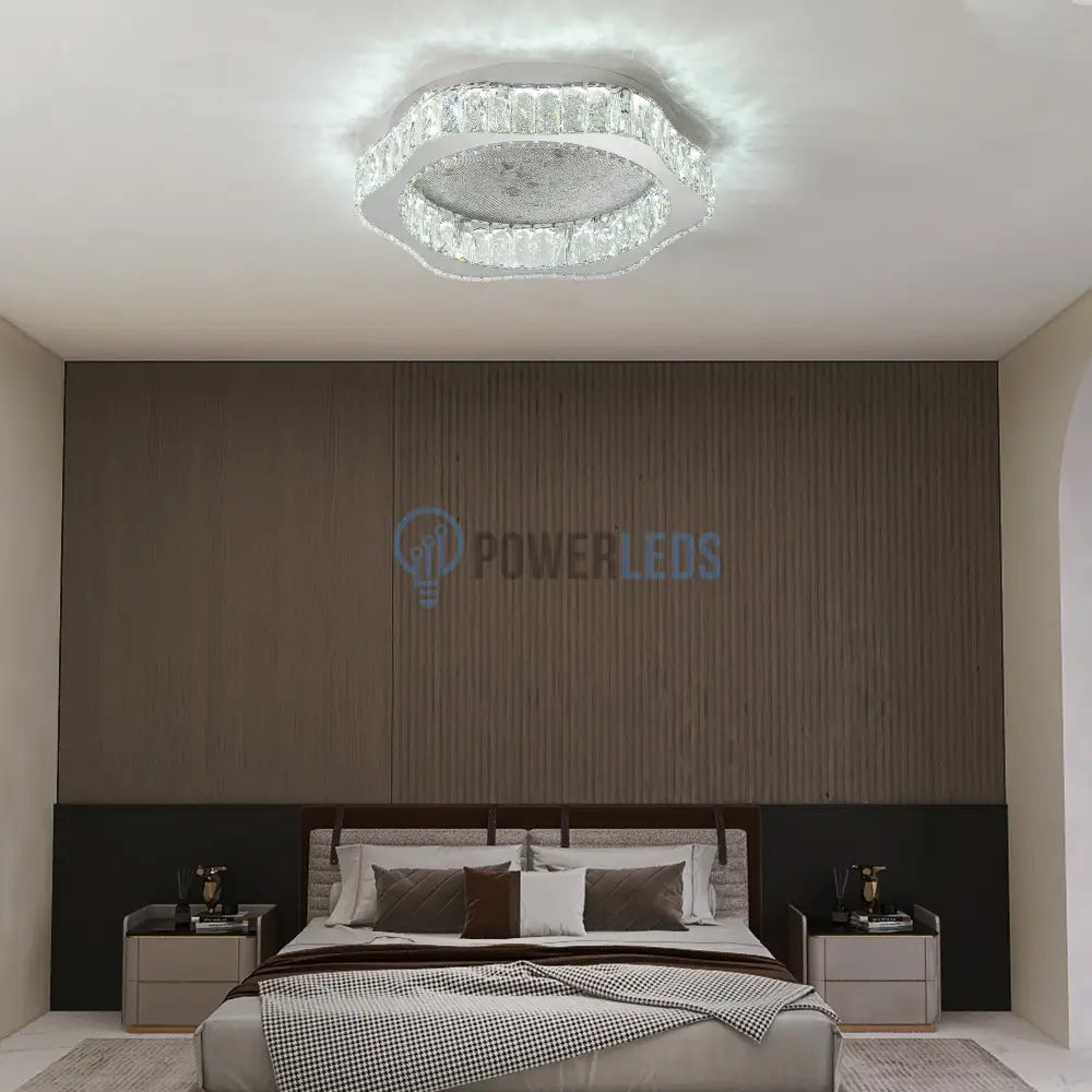 Lustra LED Argintie Splash Crystal Telecomanda powerleds.ro