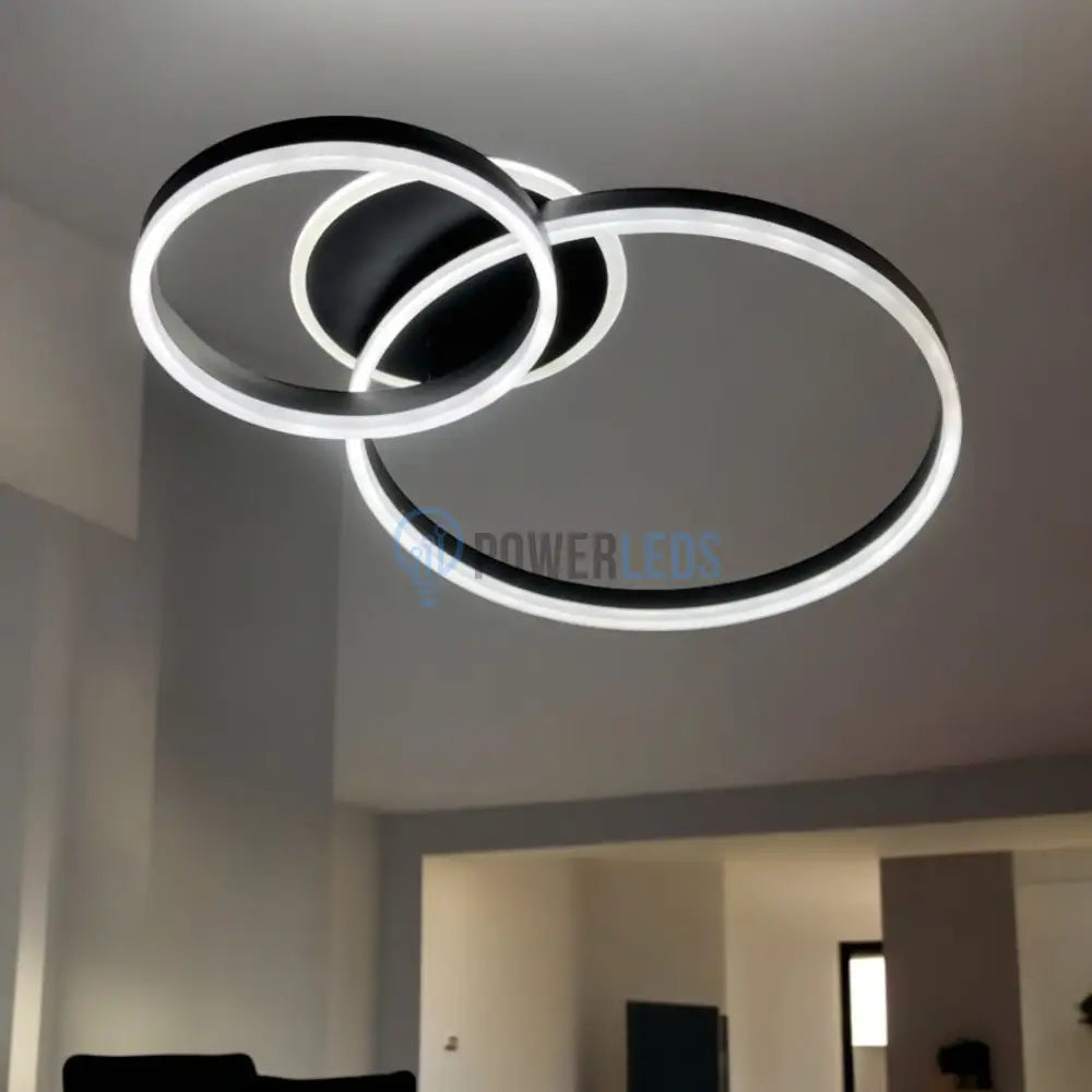 Lustra Led Beauty Black 2 Big Circle Echivalent 600W Telecomanda Lighting Fixtures