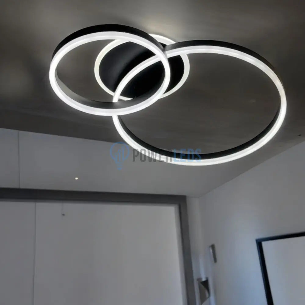 Lustra Led Beauty Black 2 Big Circle Echivalent 600W Telecomanda Lighting Fixtures