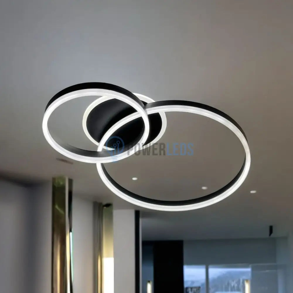 Lustra Led Beauty Black 2 Big Circle Echivalent 600W Telecomanda Lighting Fixtures