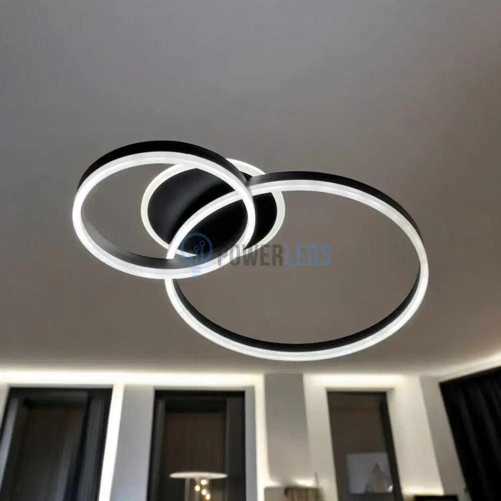 Lustra Led Beauty Black 2 Big Circle Echivalent 600W Telecomanda Lighting Fixtures