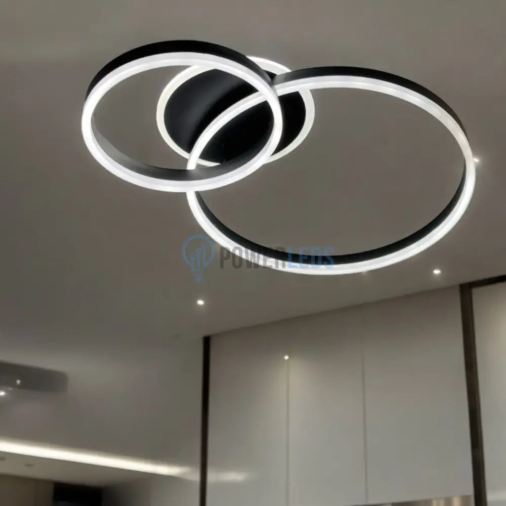 Lustra Led Beauty Black 2 Big Circle Echivalent 600W Telecomanda Lighting Fixtures