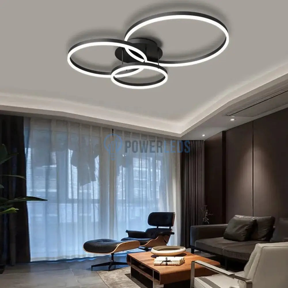Lustra Led Beauty Black Circle Echivalent 600W Telecomanda Lighting Fixtures