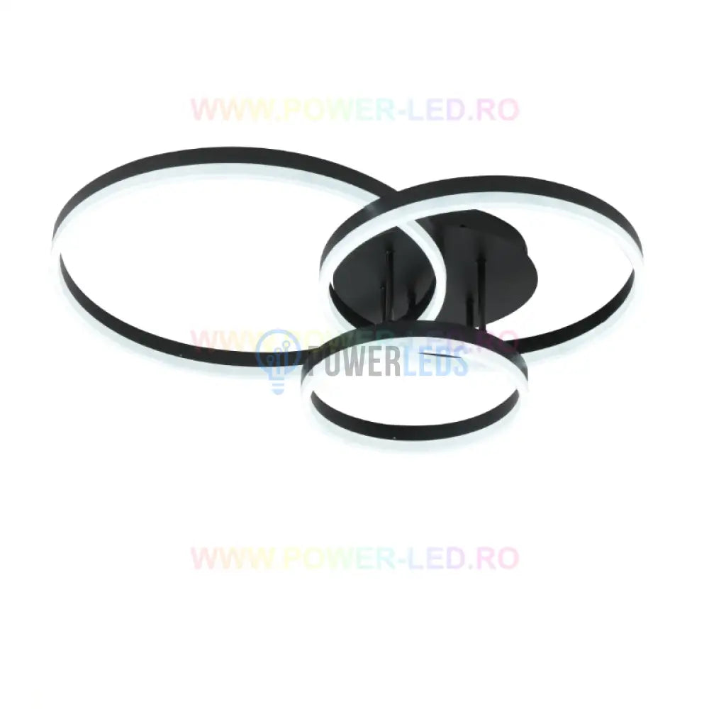 Lustra Led Beauty Black Circle Echivalent 600W Telecomanda Lighting Fixtures