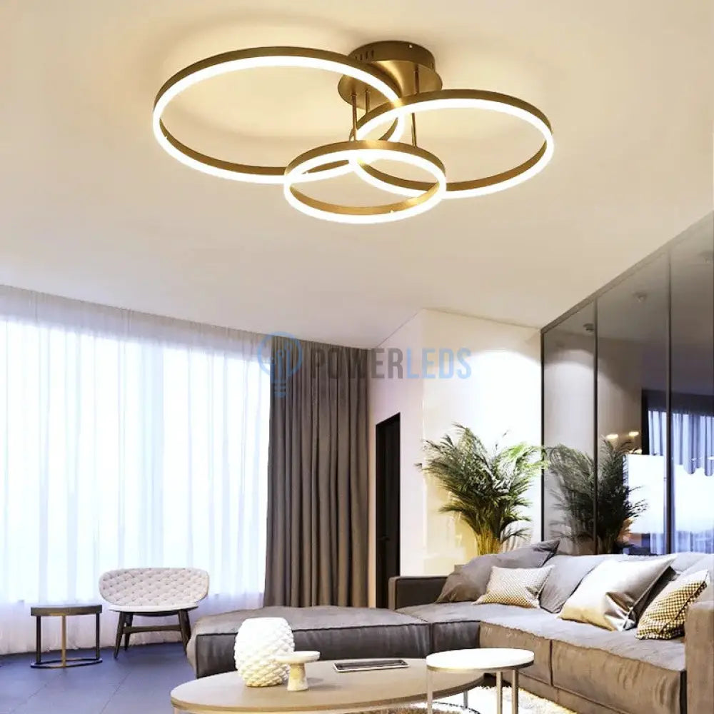 Lustra Led Beauty Brown Circle Echivalent 600W Telecomanda Lighting Fixtures