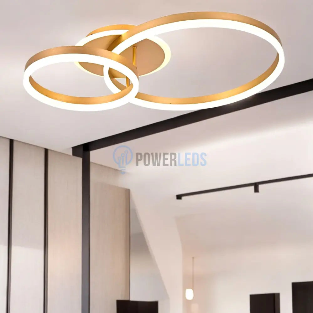 Lustra Led Beauty Gold 2 Big Circle Echivalent 600W Telecomanda Lighting Fixtures