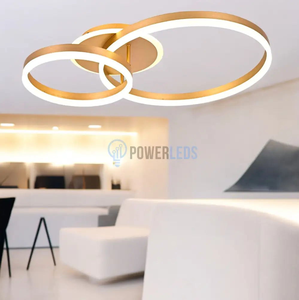 Lustra Led Beauty Gold 2 Big Circle Echivalent 600W Telecomanda Lighting Fixtures