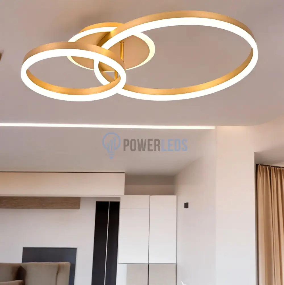 Lustra Led Beauty Gold 2 Big Circle Echivalent 600W Telecomanda Lighting Fixtures