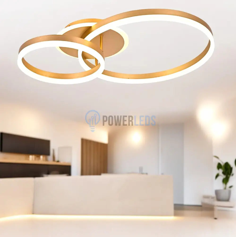 Lustra Led Beauty Gold 2 Big Circle Echivalent 600W Telecomanda Lighting Fixtures