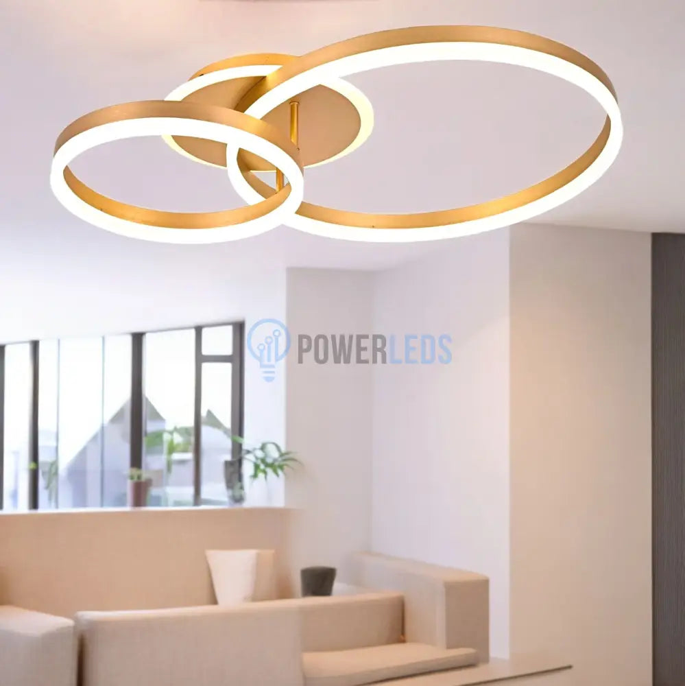 Lustra Led Beauty Gold 2 Big Circle Echivalent 600W Telecomanda Lighting Fixtures