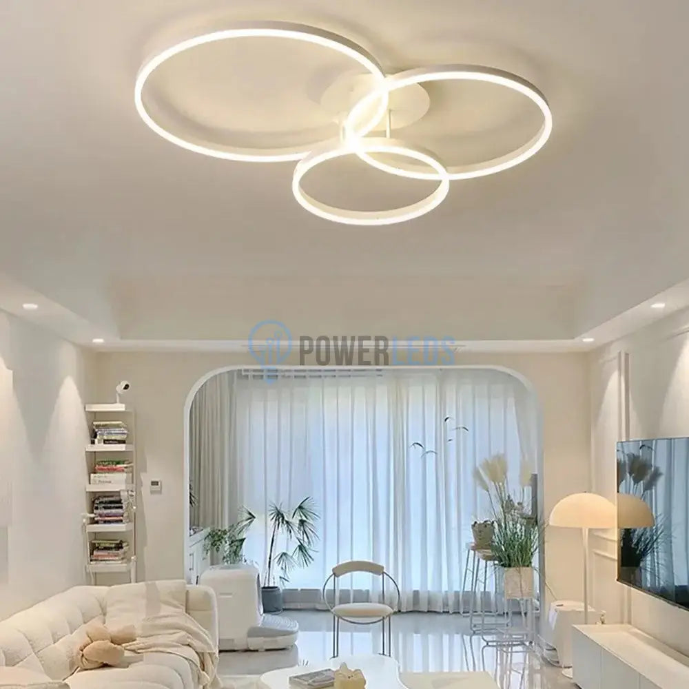 Lustra Led Beauty White Circle Echivalent 600W Telecomanda Lighting Fixtures