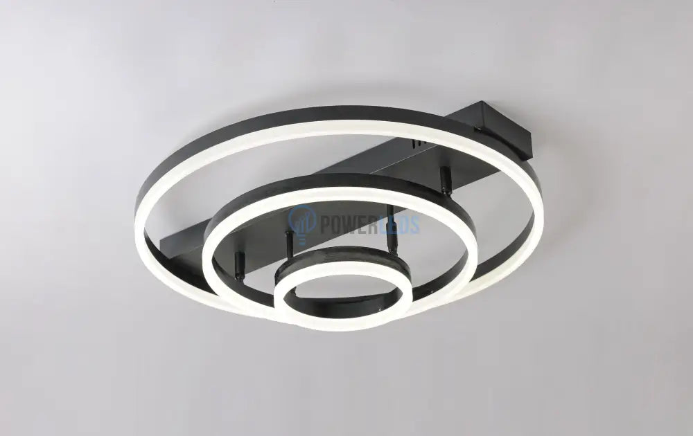 Lustra LED Black 3 Rings Reglabile Echivalent 800W Telecomanda powerleds.ro