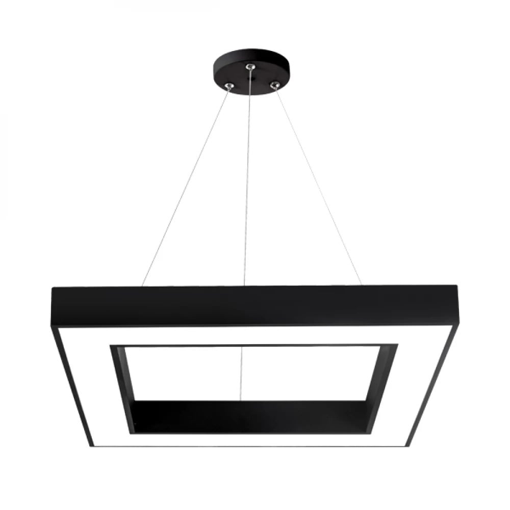 Lustra LED Suspendata RENZO Square Black Telecomanda Echivalent 300W