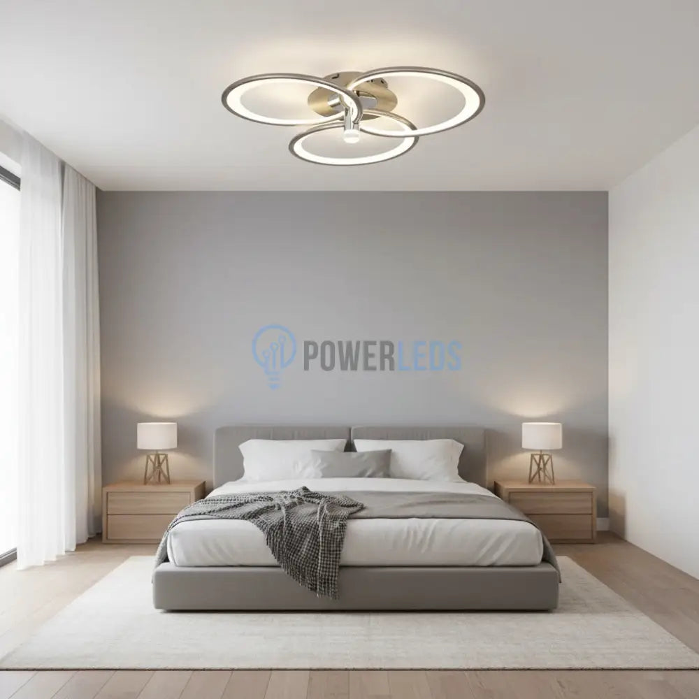 Lustra LED CHAMPAGNE Silver 3 Circles Echivalent 450W Telecomanda Lighting Fixtures