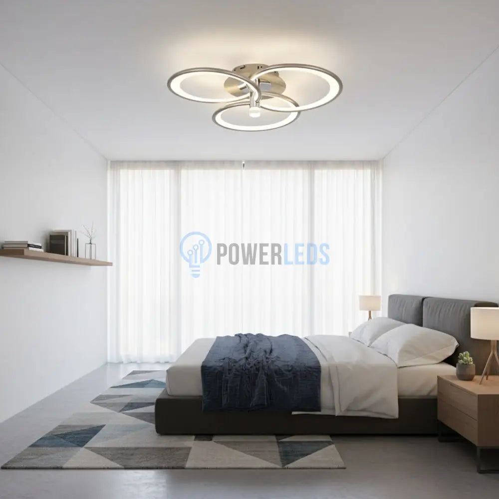Lustra LED CHAMPAGNE Silver 3 Circles Echivalent 450W Telecomanda Lighting Fixtures