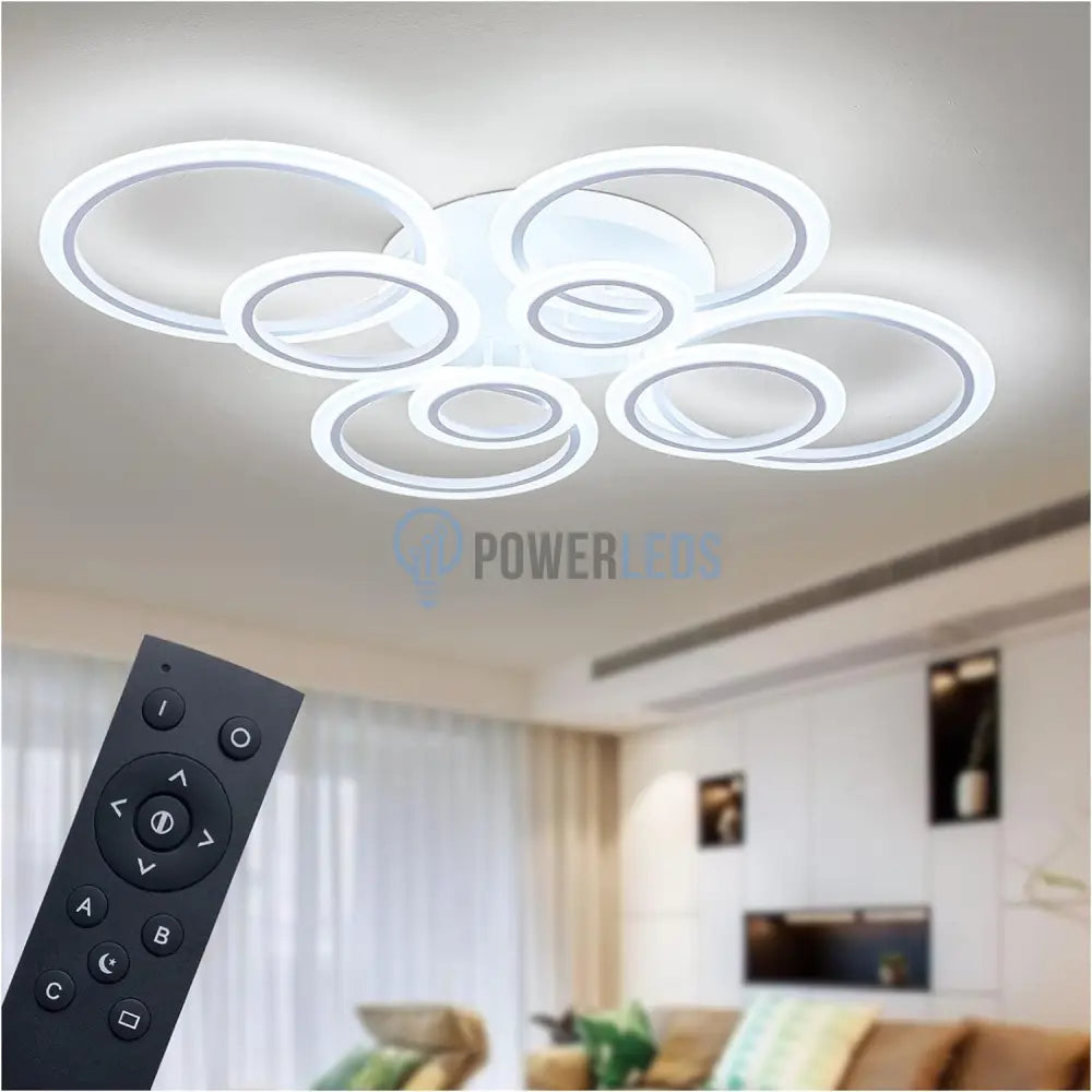 Lustra Led Circle 4 + 4 Gigant Design Alba Telecomanda Echivalent 1000W Lighting Fixtures