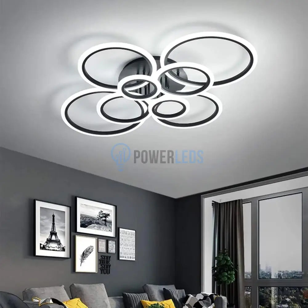 Lustra LED Circle 4 + 4 Gigant Black Echivalent 1000W Telecomanda NEAGRA / 100CM / CIRCLE DESIGN Lighting Fixtures