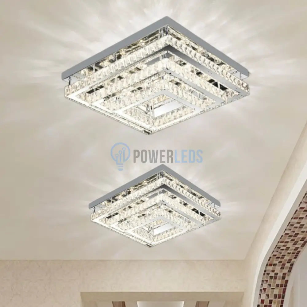 Lustra LED Exquisite Square Cristal Echivalent 400W Telecomanda CHROME / 40CM / CRISTAL Chandeliers