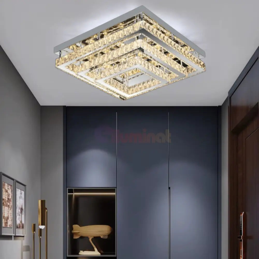 Lustra LED Exquisite Square Cristal Echivalent 400W Telecomanda CHROME / 40CM / CRISTAL Chandeliers