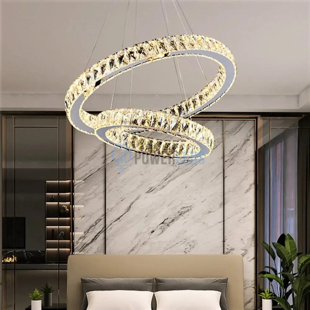 Lustra Led Cristal 2 Segmente Telecomanda Echivalent 600W Chandeliers Crystal