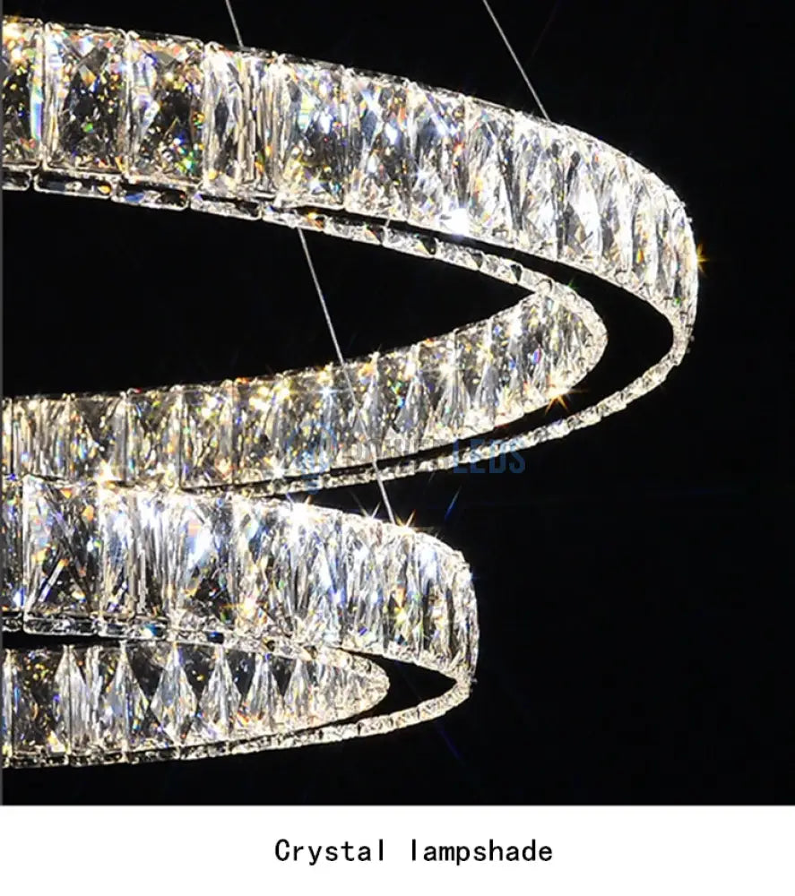 Lustra Led Cristal 2 Segmente Telecomanda Echivalent 600W Chandeliers Crystal