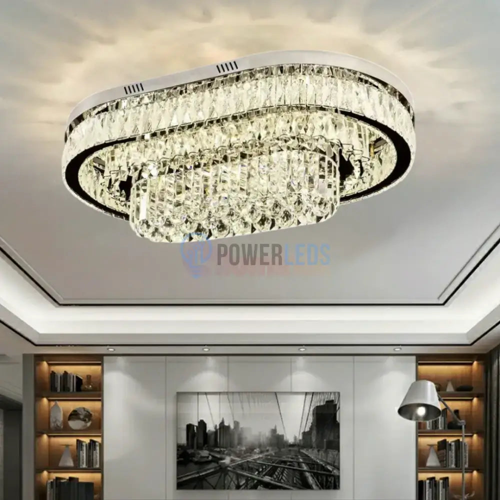 Lustra LED Aplicata Grand Aurora Cristal Telecomanda CHROME / 85CM / CRISTAL Chandeliers