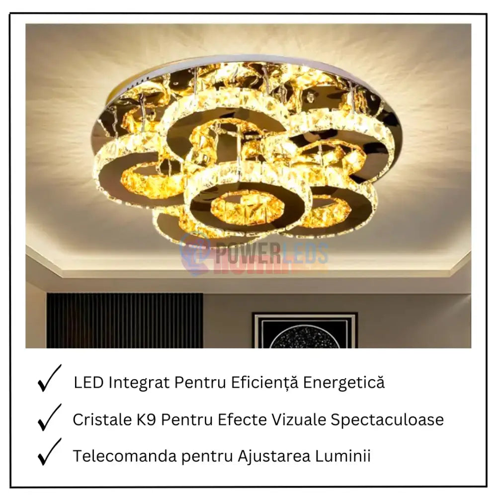 Lustra LED Elegance Aurora Cristal Telecomanda powerleds.ro
