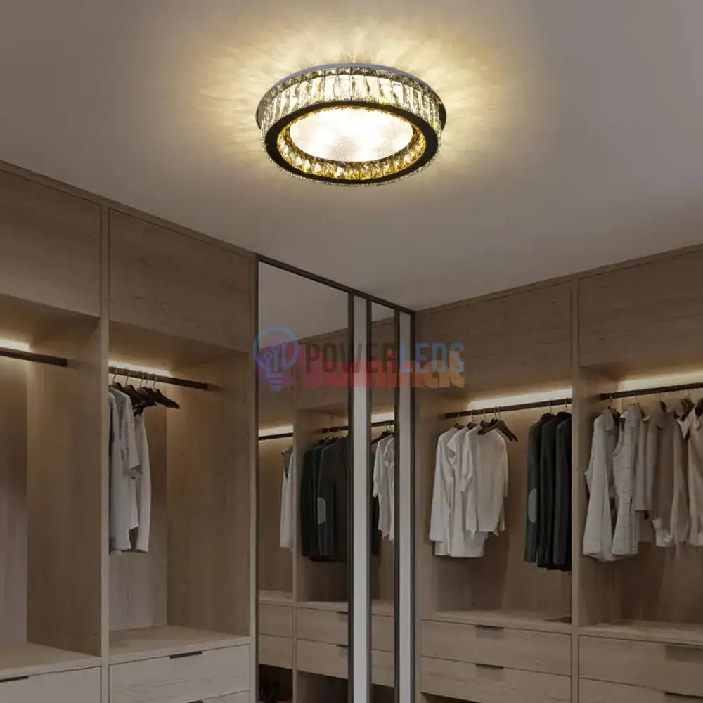 Lustra LED Aplicata Glamour Halo Cristal Telecomanda powerleds.ro