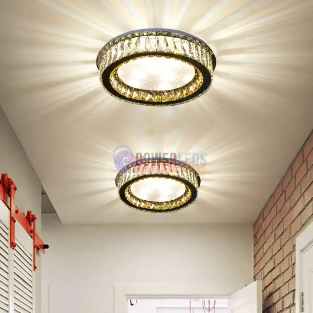 Lustra LED Aplicata Glamour Halo Cristal Telecomanda powerleds.ro