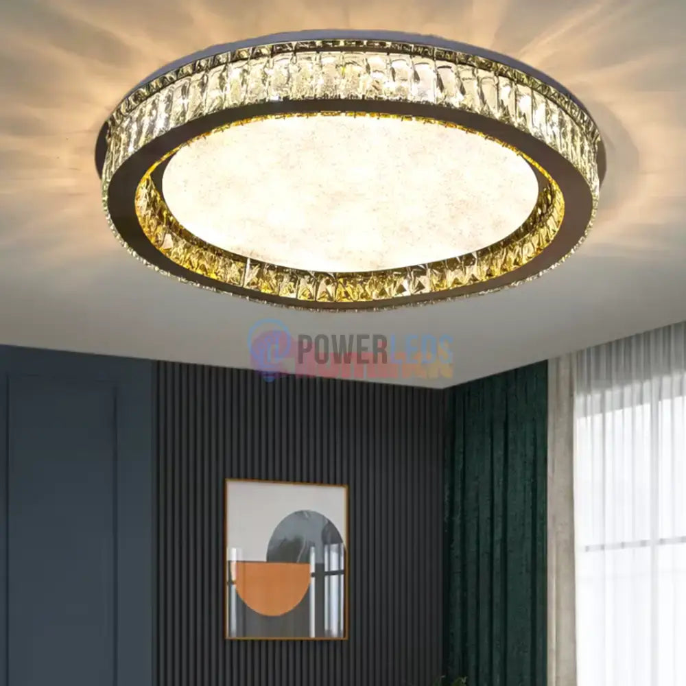 Lustra LED Aplicata Glamour Halo Cristal Telecomanda powerleds.ro