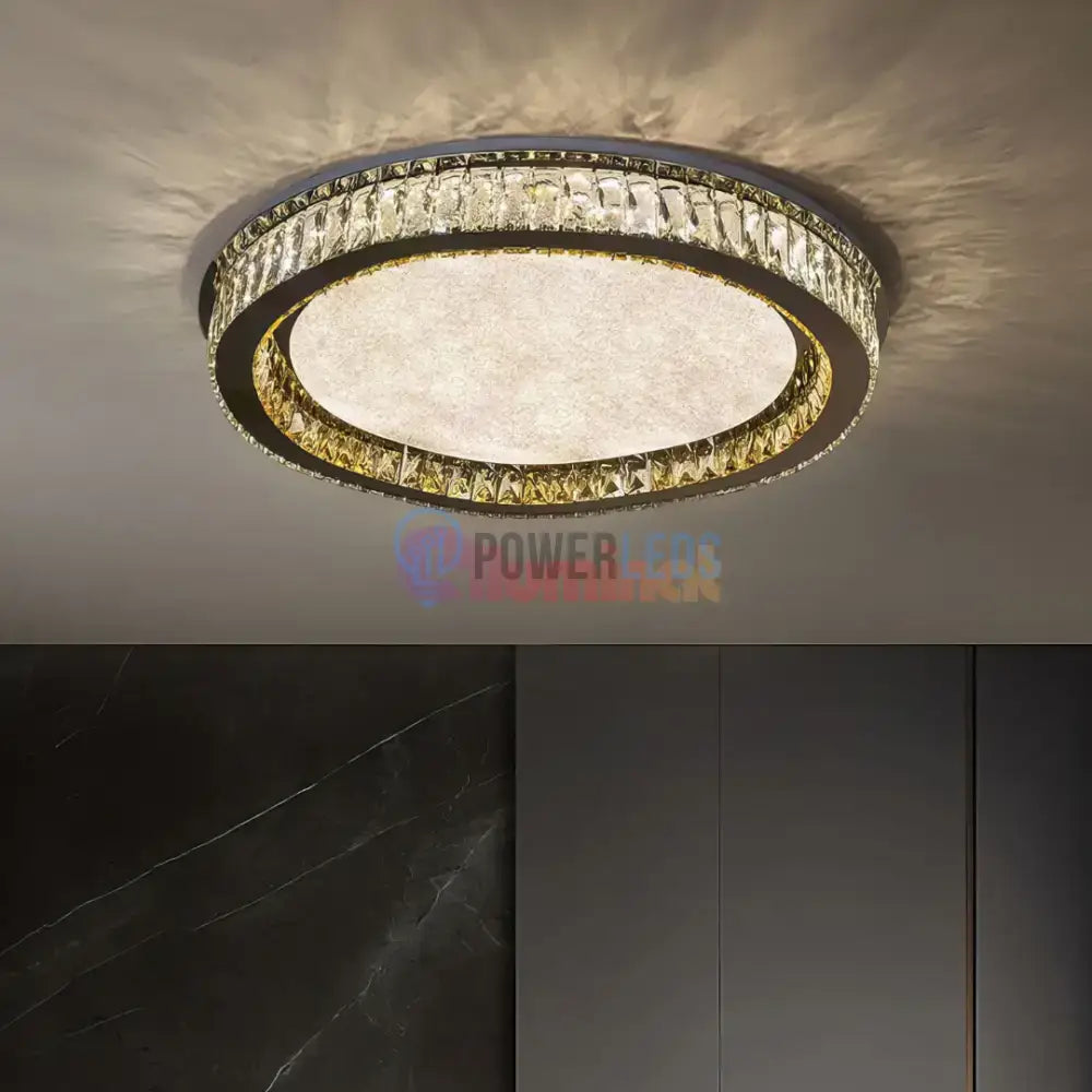 Lustra LED Aplicata Glamour Halo Cristal Telecomanda powerleds.ro