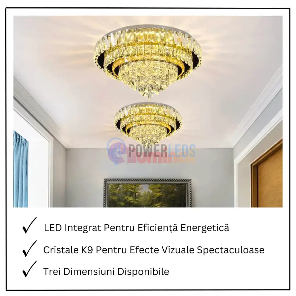 Lustra LED Aplicata Grand Aura Cristal Telecomanda powerleds.ro