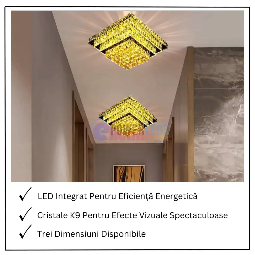 Lustra LED Cristal Aplicata Imperial Square Telecomanda powerleds.ro