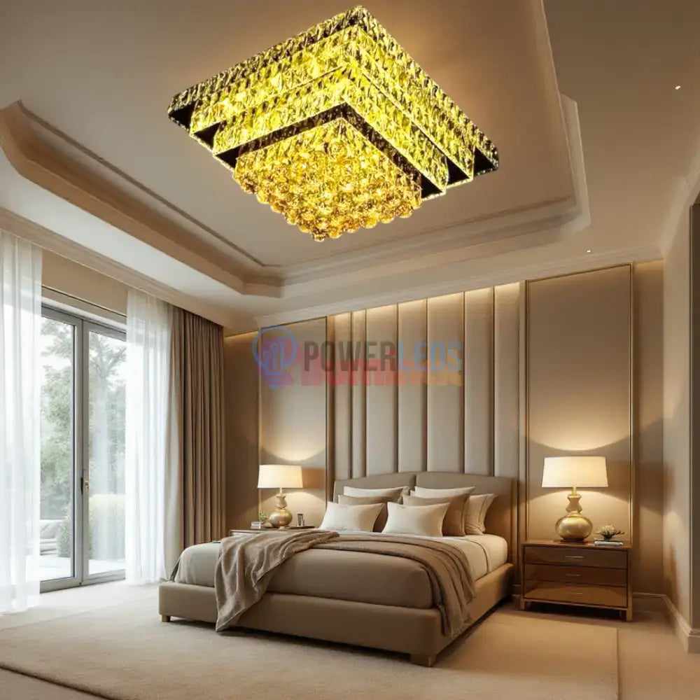 Lustra LED Cristal Aplicata Imperial Square Telecomanda powerleds.ro