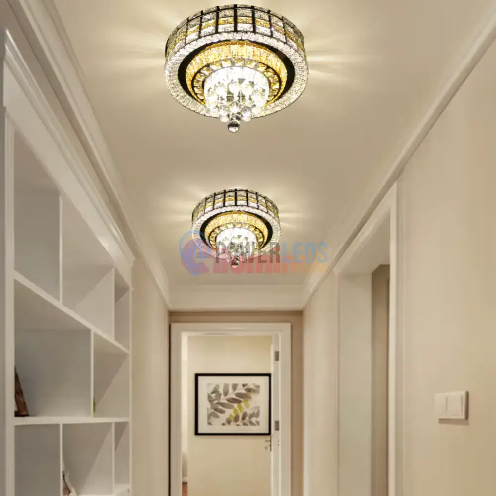 Lustra LED Cristal Aplicata Luxor Gold Telecomanda 60-80CM powerleds.ro