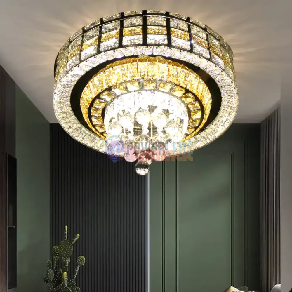 Lustra LED Cristal Aplicata Luxor Gold Telecomanda 60-80CM powerleds.ro