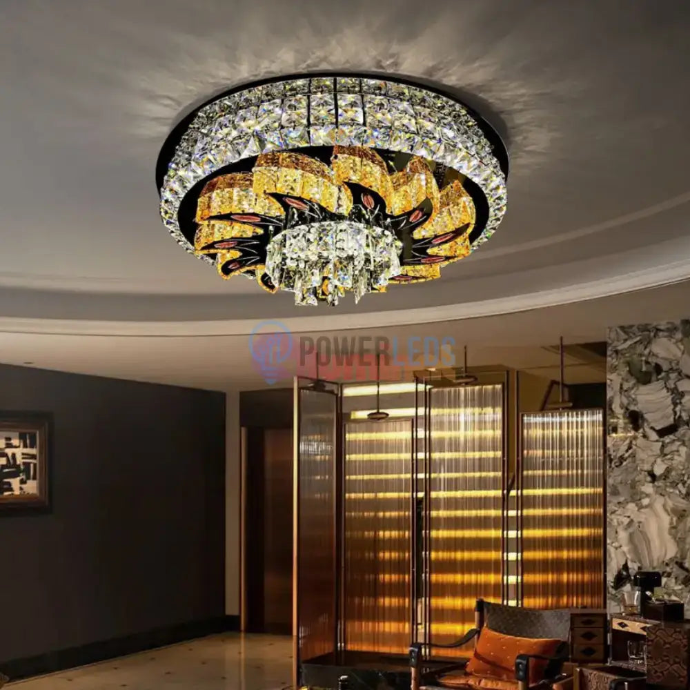 Lustra LED Aplicata Majestic Bloom Cristal Telecomanda powerleds.ro