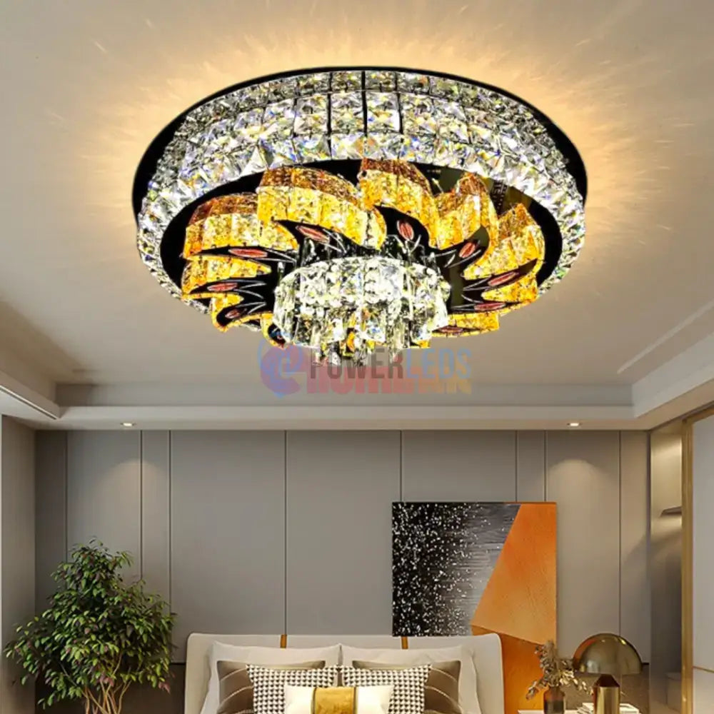 Lustra LED Aplicata Majestic Bloom Cristal Telecomanda powerleds.ro
