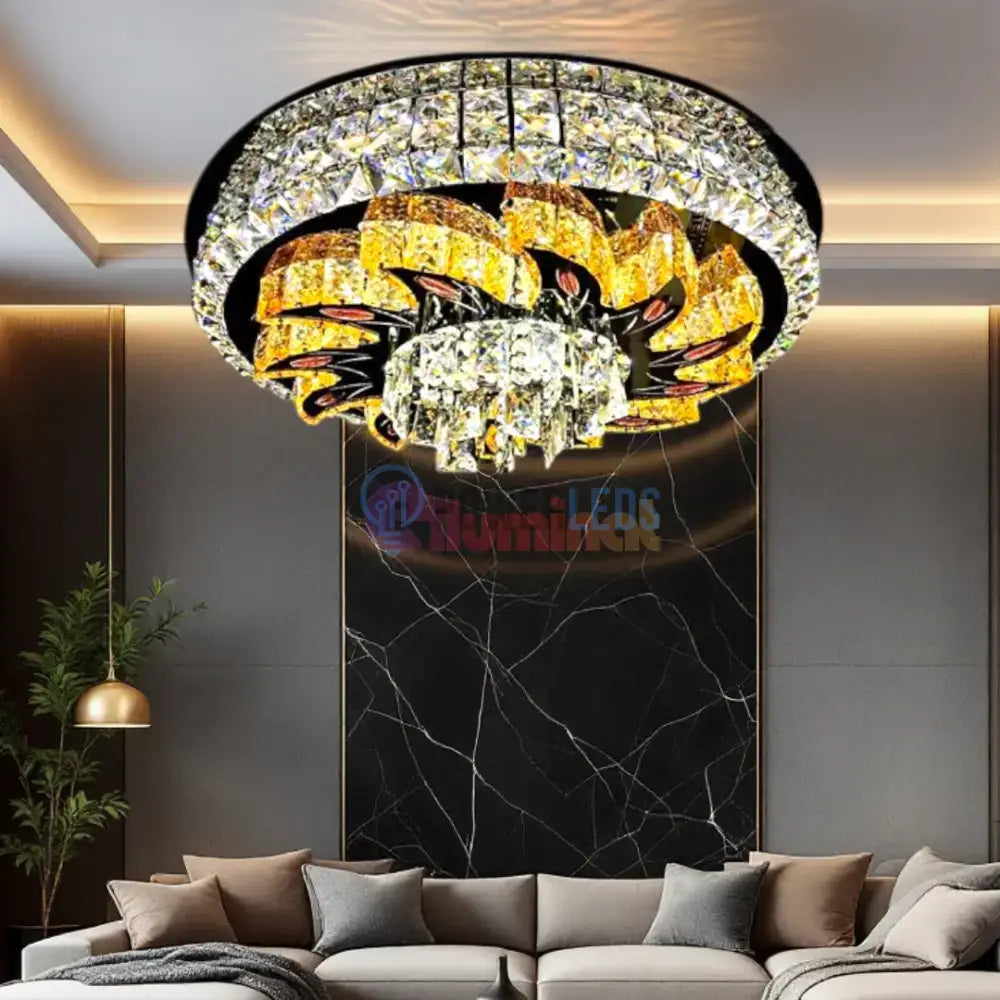 Lustra LED Aplicata Majestic Bloom Cristal Telecomanda powerleds.ro