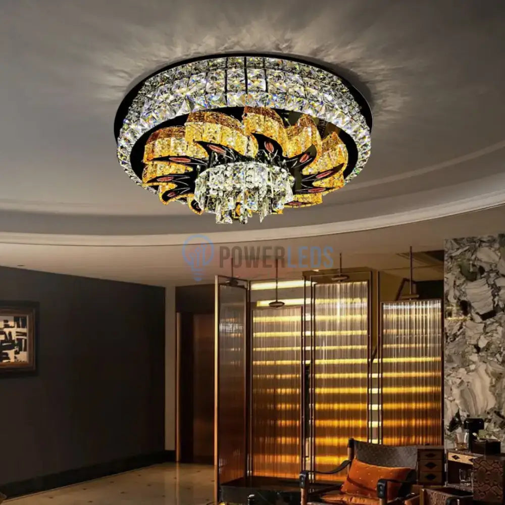 Lustra LED Aplicata Majestic Bloom Cristal Telecomanda CHROME / 60CM / CRISTAL Chandeliers