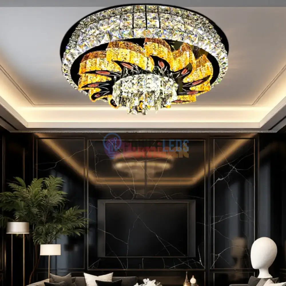 Lustra LED Aplicata Majestic Bloom Cristal Telecomanda powerleds.ro