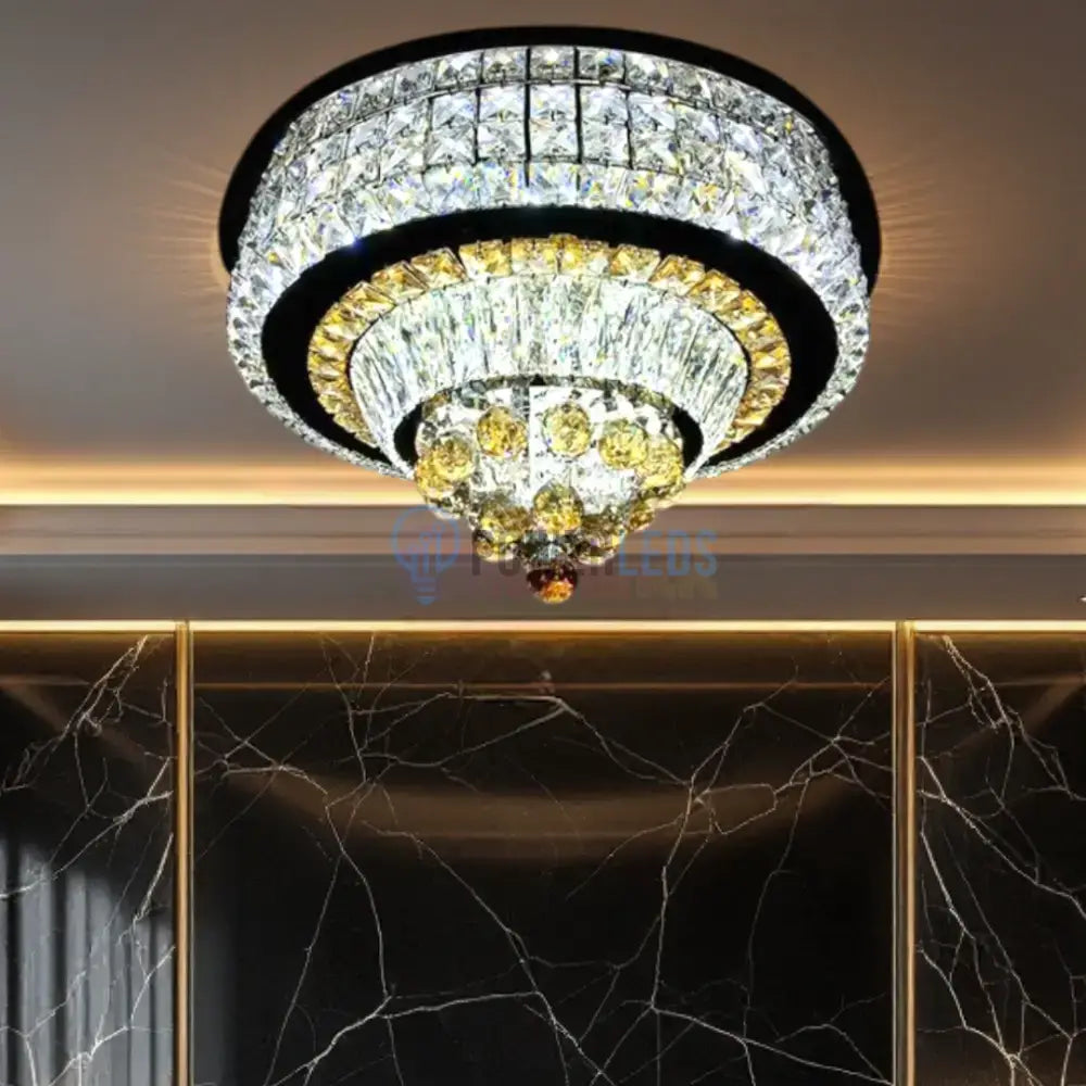 Lustra LED Aplicata Noble Glow Cristal Telecomanda CHROME / 60CM / CRISTAL Chandeliers
