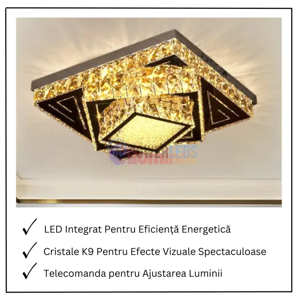 Lustra LED Aplicata Royal Prism Cristal Telecomanda powerleds.ro